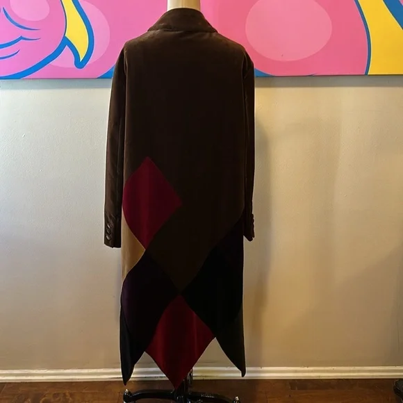 Moschino Couture Brown Patchwork Harlequin Velvet Coat - Picture 6 of 16